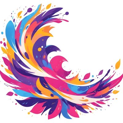 A Colorful Bird With Vibrant Feathers In Shades Of Purple Pink Orange And Yellow The Bird Has A Simple Stylized Design With Abstract Patterns And Shapes Forming Its Plumage The Background Is Plain White 60 0877