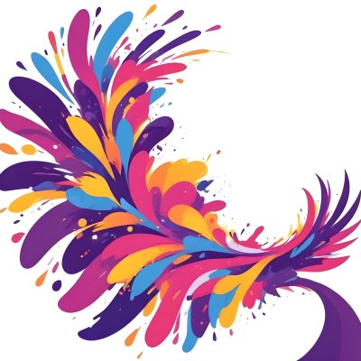 A Colorful Bird With Vibrant Feathers In Shades Of Purple Pink Orange And Yellow The Bird Has A Simple Stylized Design With Abstract Patterns And Shapes Forming Its Plumage The Background Is Plain White 64 28e3