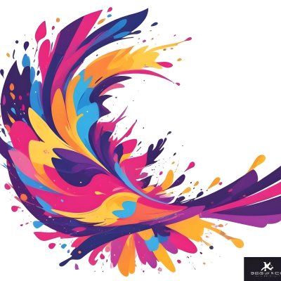A Colorful Bird With Vibrant Feathers In Shades Of Purple Pink Orange And Yellow The Bird Has A Simple Stylized Design With Abstract Patterns And Shapes Forming Its Plumage The Background Is Plain White 67 6990