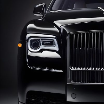 A Sleek Dark Colored Luxury Sedan With A Prominent Grille Featuring The Rolls Royce Logo Illuminated Headlights And A Minimalist Elegant Design 14 0cfc
