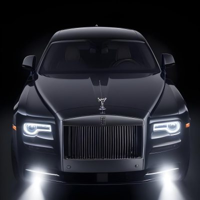 A Sleek Dark Colored Luxury Sedan With A Prominent Grille Featuring The Rolls Royce Logo Illuminated Headlights And A Minimalist Elegant Design 9 6c0c