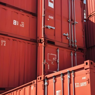 Red Cargo Containers Stacked
