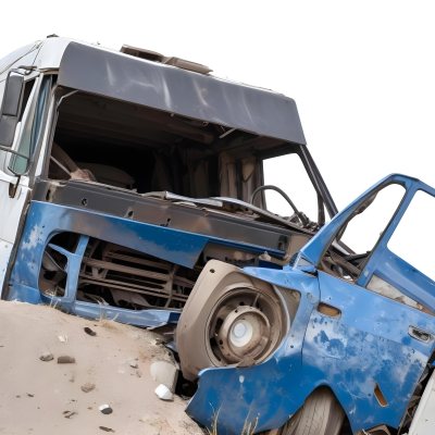Wrecked White Truck With A Smashed Cabin And A Load Of Metal Sheets Isolated On A White Background Showing The Aftermath Of A Severe Accident 16 D9f3