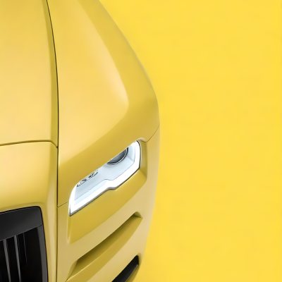 Yellow Rolls Royce Front View Headlight On Yellow Background 1 F995