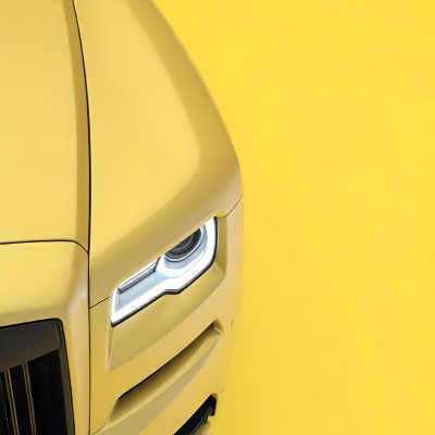 Yellow Rolls Royce Front View Headlight On Yellow Background 10 10fe