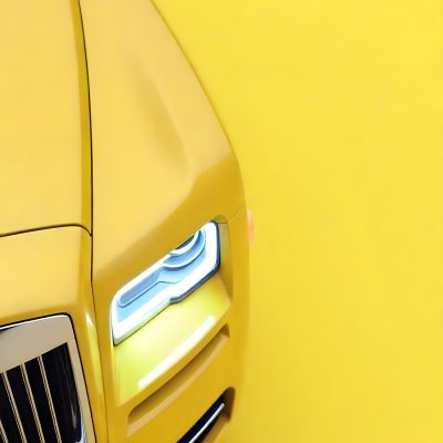 Yellow Rolls Royce Front View Headlight On Yellow Background 13 Ac4f