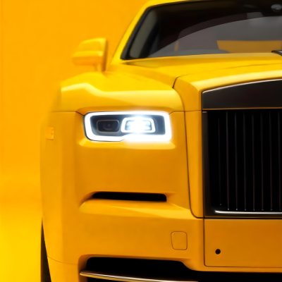 Yellow Rolls Royce Front View Headlight On Yellow Background 2 Aa08