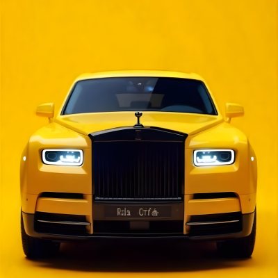 Yellow Rolls Royce Front View Headlight On Yellow Background 28 C4eb