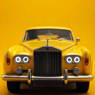 Yellow Rolls Royce Front View Headlight On Yellow Background 29 5dae