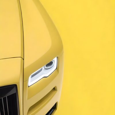 Yellow Rolls Royce Front View Headlight On Yellow Background 3 2d18