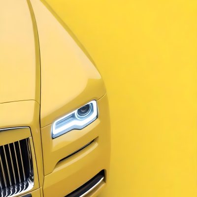 Yellow Rolls Royce Front View Headlight On Yellow Background 31 F338