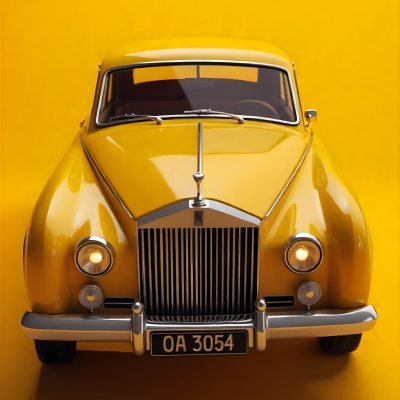 Yellow Rolls Royce Front View Headlight On Yellow Background 33 4392