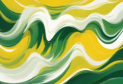 Watercolor Painting Flowing Abstract Waves Of Yellow Green And White Colors Creating A Dynamic And Vibrant Composition Creative Detailed Brush Stroke Minimal Spalsh 41 Bf00