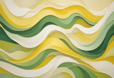 Watercolor Painting Flowing Abstract Waves Of Yellow Green And White Colors Creating A Dynamic And Vibrant Composition Creative Detailed Brush Stroke Minimal Spalsh 51 851b