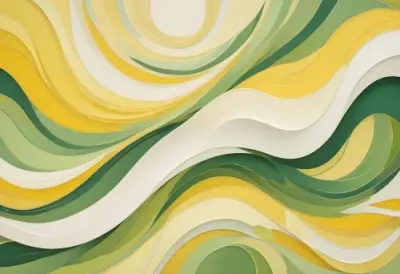 Watercolor Painting Flowing Abstract Waves Of Yellow Green And White Colors Creating A Dynamic And Vibrant Composition Creative Detailed Brush Stroke Minimal Spalsh 9 8cea